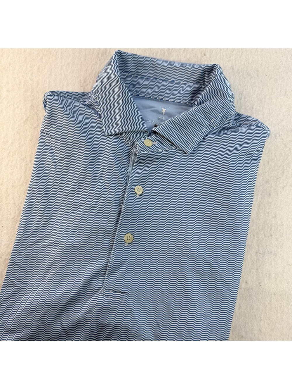 fairway & Greene Golf Polo Shirt Men's L Blue Geometric Waves 12 Oaks McGregor